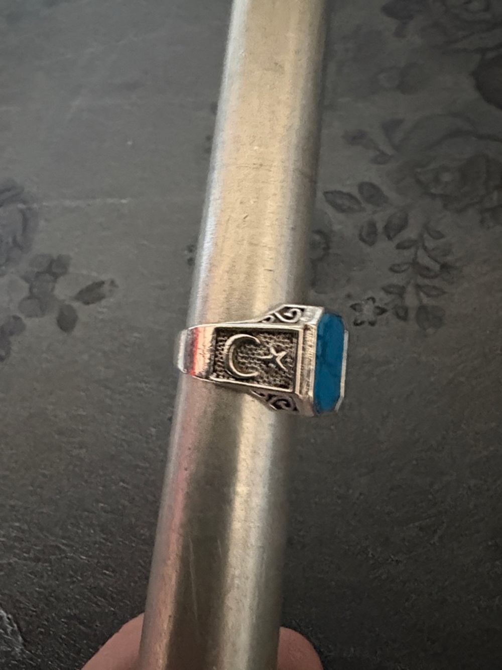 WOMEN'S MEN'S TURQUOISE .925 STERLING SILVER MOON STAR SIDE DESIGN SIZE 9 RING - Picture 9 of 12